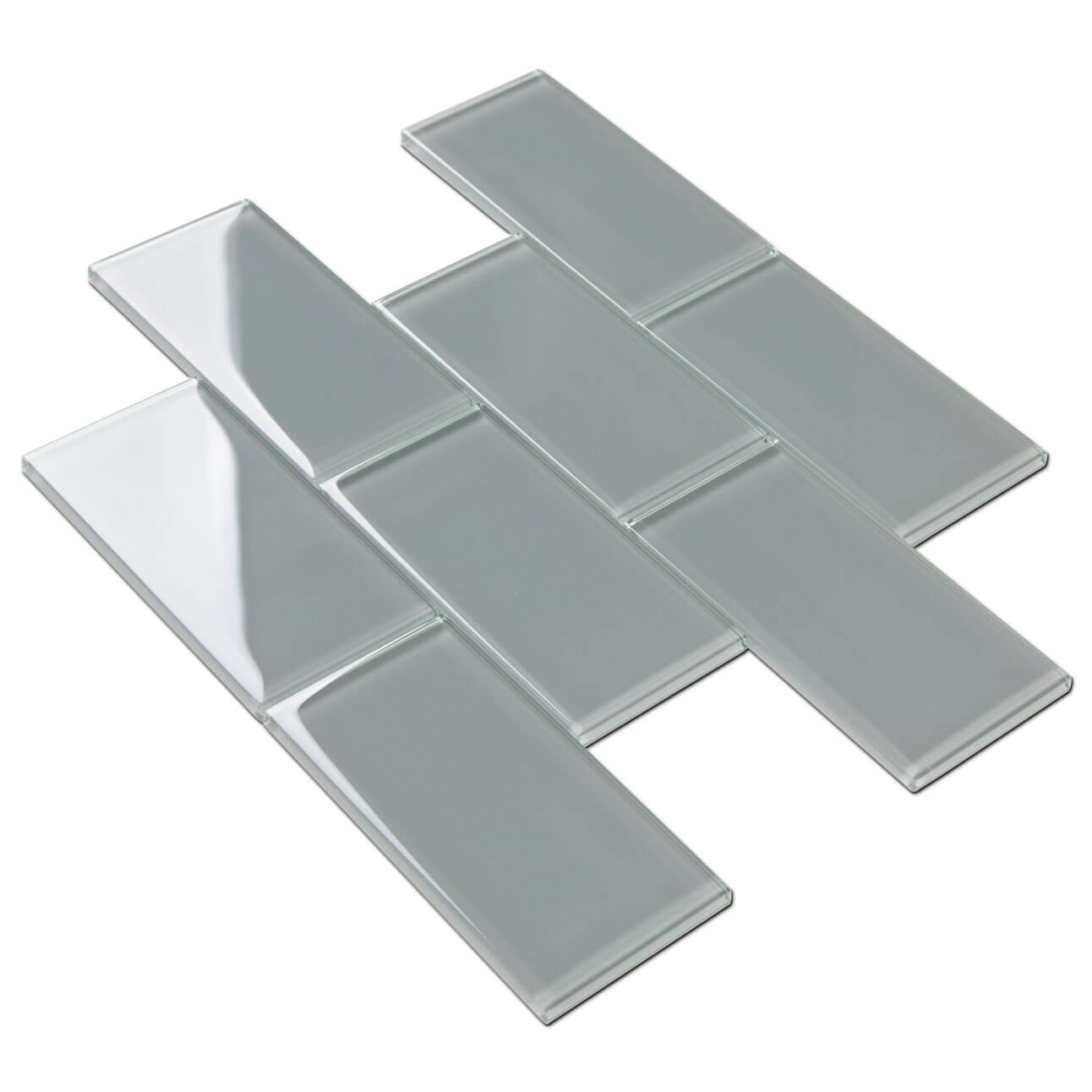 Ture Grey Glass Subway Tile 3 x 6 Inch (40-Pack, 5 Sq.Ft)